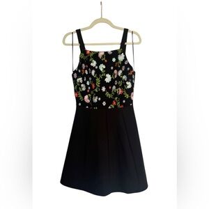 Superfoxx Floral Embroidered Black Mini Dress